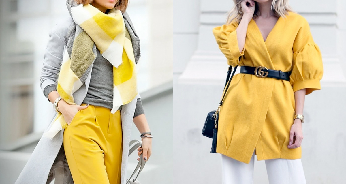 Желтый цвет с каким цветом сочетается одежда для женщин фото повседневные